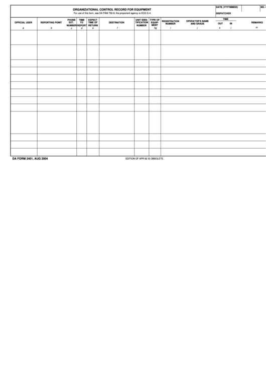 Da Form 2401 Fillable Printable Forms Free Online
