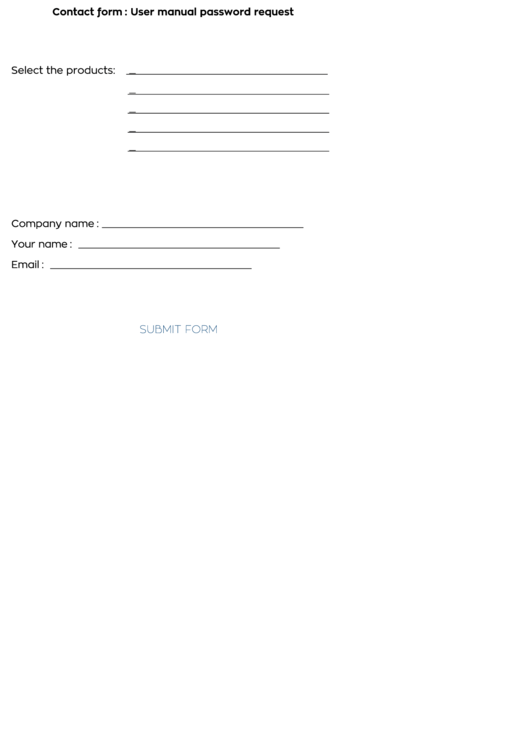 Fillable Contact Form: User Manual Password Request Printable pdf