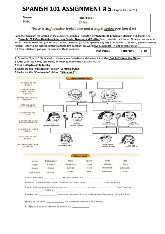 Spanish Assignment - Allan Hancock College Printable pdf