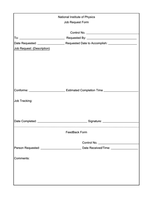 National Institute Of Physics Job Request Form Printable pdf