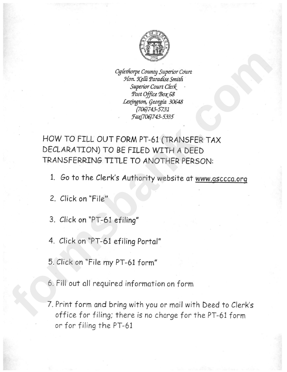Form Pt61 Filing Instructions printable pdf download