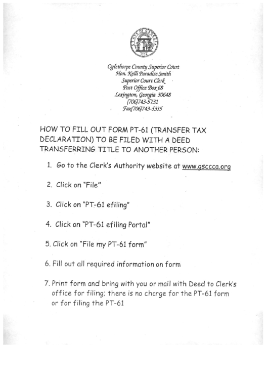 Form Pt-61 Filing Instructions Printable pdf
