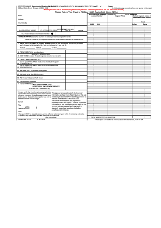 Fillable Form Ui-3/40 - Employer