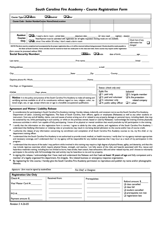 Fillable Course Registration Form Printable pdf