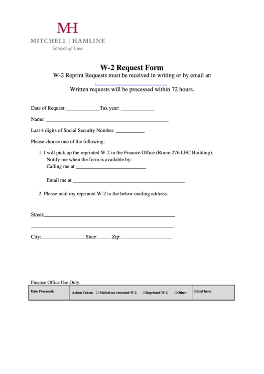 W-2 Request Form Printable pdf