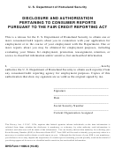 Dhs Form 11000-9 - Disclosure And Authorization Pertaining To Consumer Reports