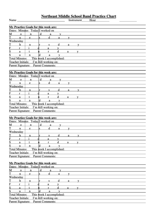 Northeast Middle School Band Practice Chart