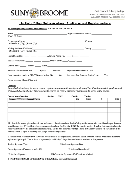 Application And Registration Form Printable pdf