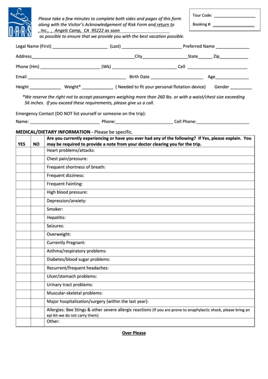 Guest Registration Form Printable pdf