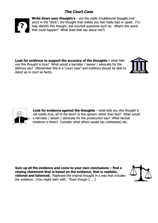 Court Case Worksheet Printable pdf