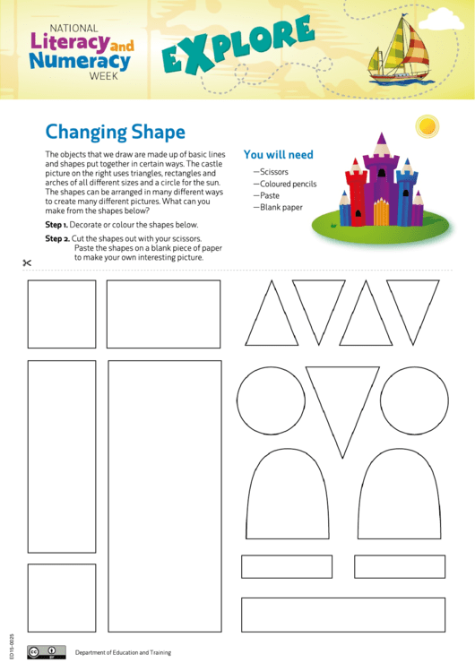 Changing Shape Worksheet - Department Of Education And Training Printable pdf