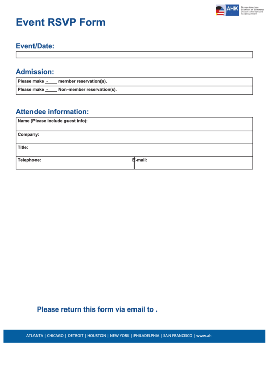 Fillable Event Rsvp Form Printable pdf