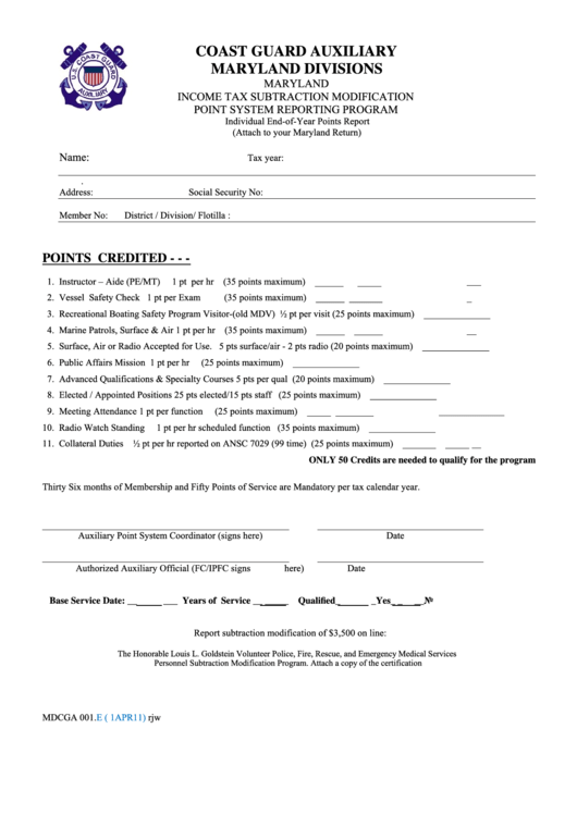 Maryland Income Tax Subtraction Form Printable pdf