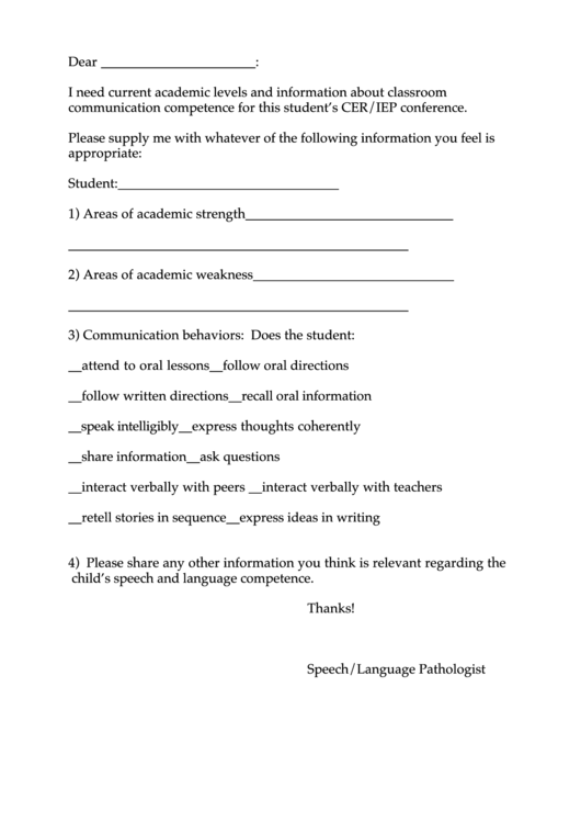 Fillable Class Communication Assessment Printable pdf