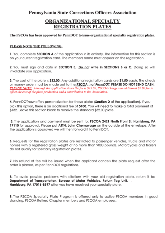 Fillable Form Mv-904sp - Application For Organization Plates Printable pdf