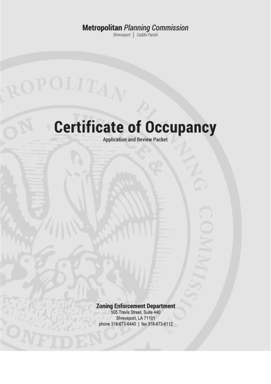 Certificate Of Occupancy Application Printable pdf