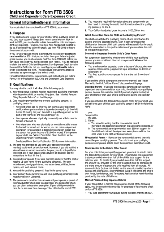 Instructions For Form Ftb 3506 Printable pdf
