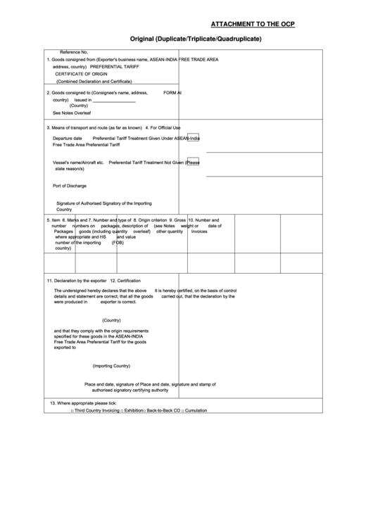 Attachment To The Ocp - Asean Printable pdf
