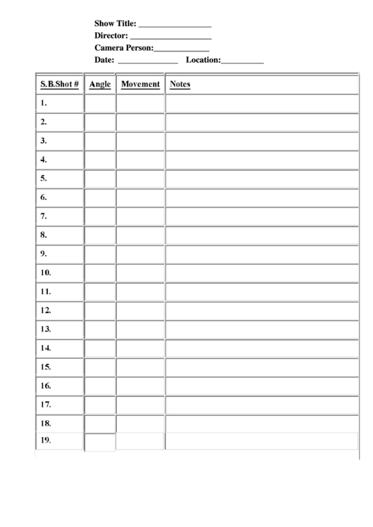 Production Sheet Template