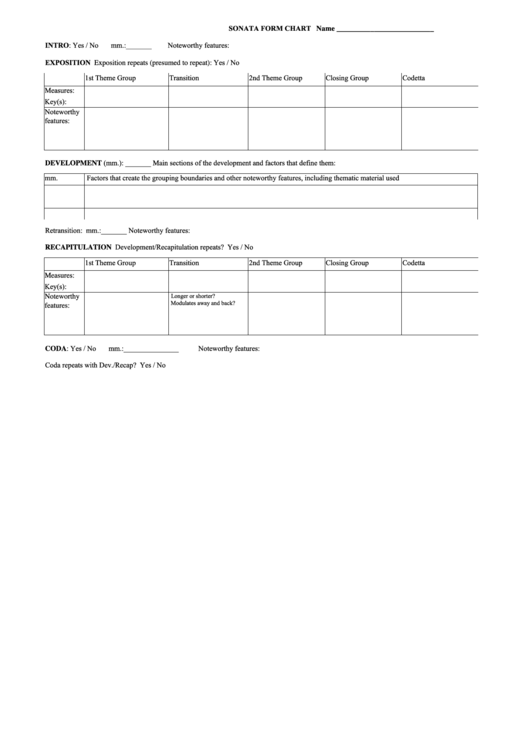 Sonata Form Chart Printable pdf