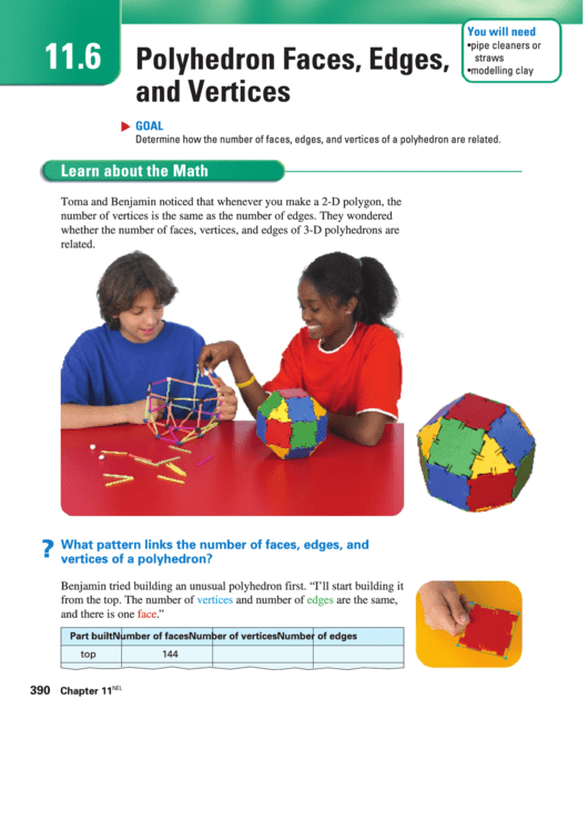 Polyhedron Faces, Edges, And Vertices Printable pdf