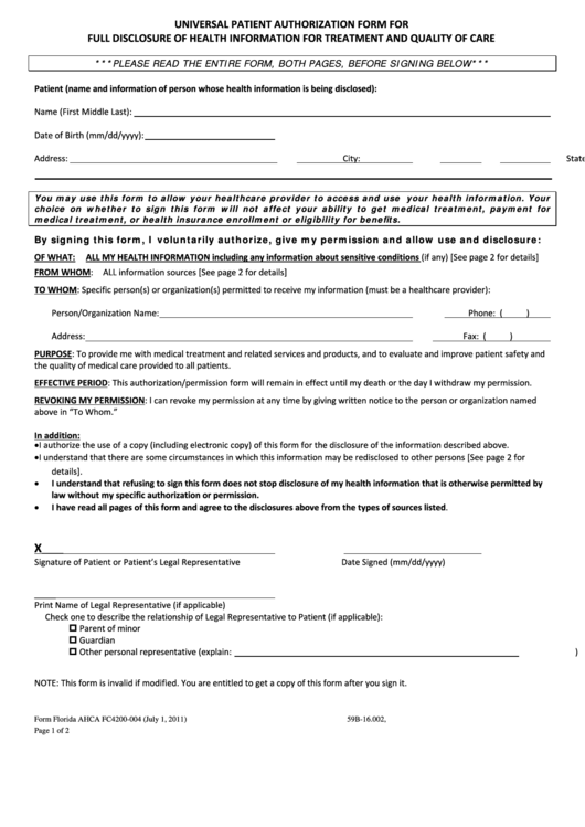 Full Medical Records Release Form Printable pdf