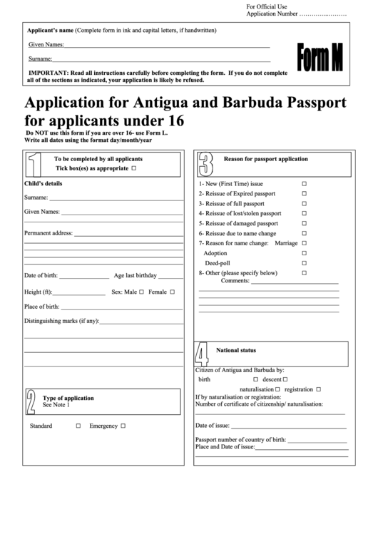 Passport Application Form M
