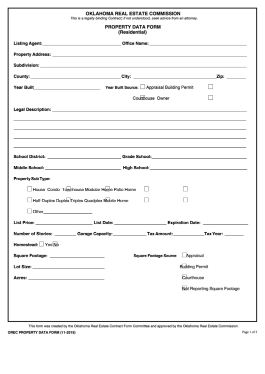 Fillable Property Data Form Printable pdf