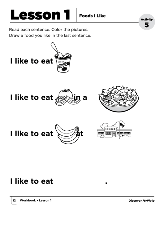 Foods I Like Activity Printable pdf