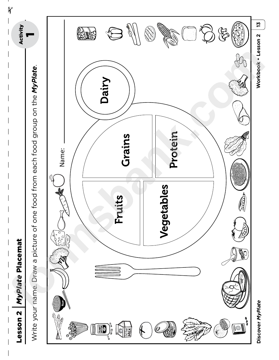 My Plate Placemat Activity