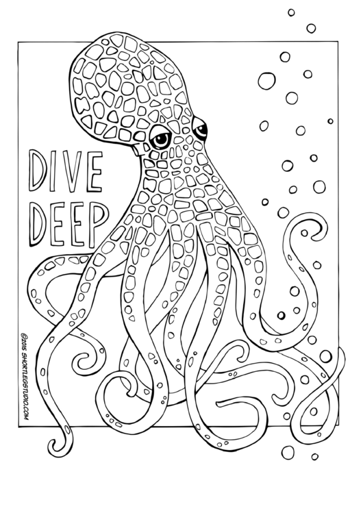 Dive Deep - Octopus Coloring Sheet Printable pdf