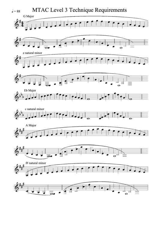 Mtac Level 3 Technique Requirements Printable pdf