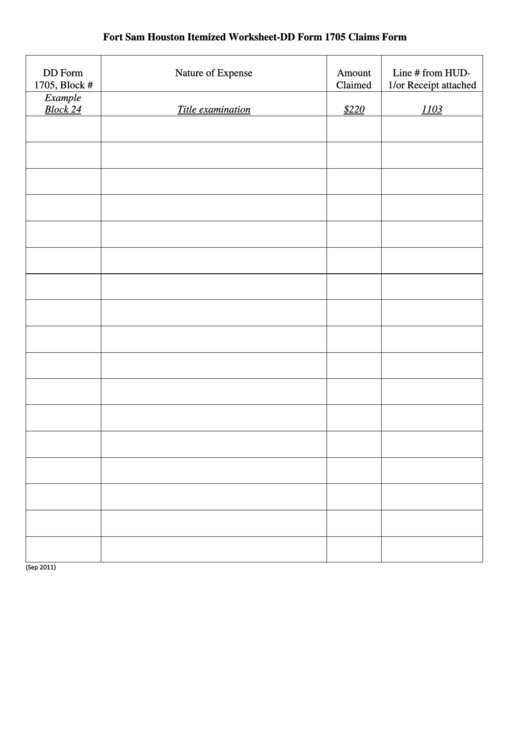 Fort Sam Houston Itemized Worksheet Dd Form 1705 Claims Form Fort Sam Houston Itemized Worksheet Dd Form 1705 Claims Form