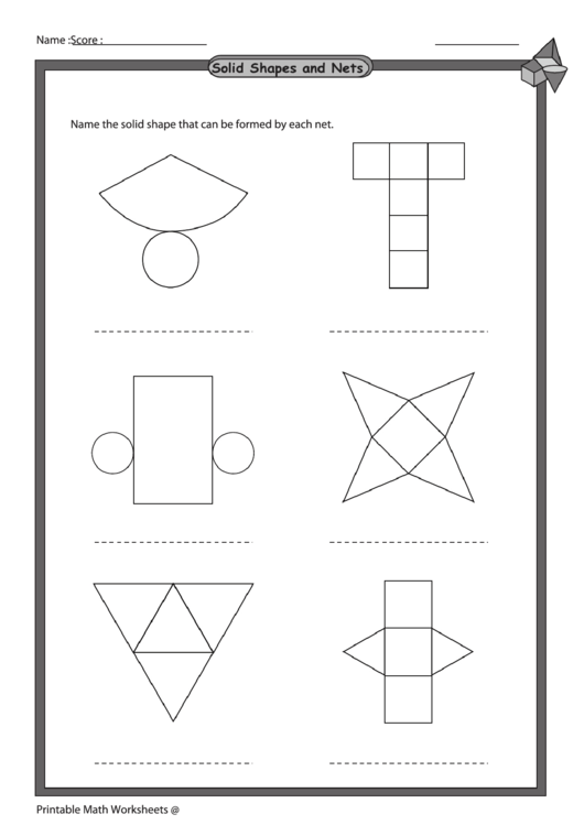 solid shapes and nets worksheet with answer key printable