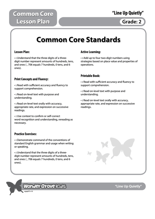 Common Core Lesson Plan Printable pdf