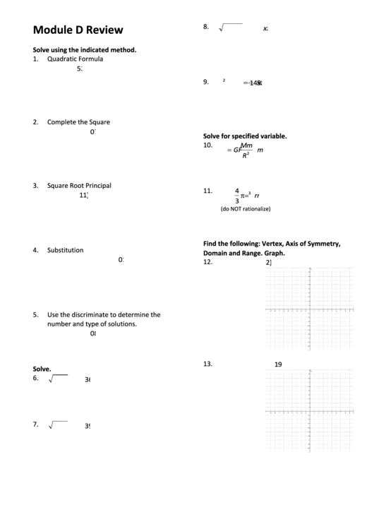 Quadratic Expressions Worksheet Printable pdf