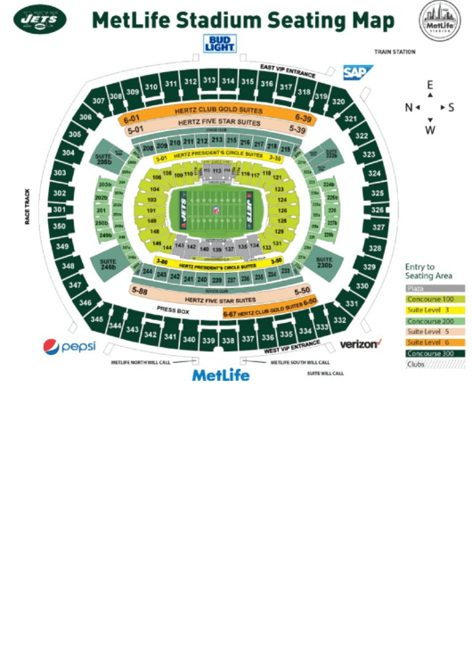 Metlife Stadium Seating Chart Printable pdf