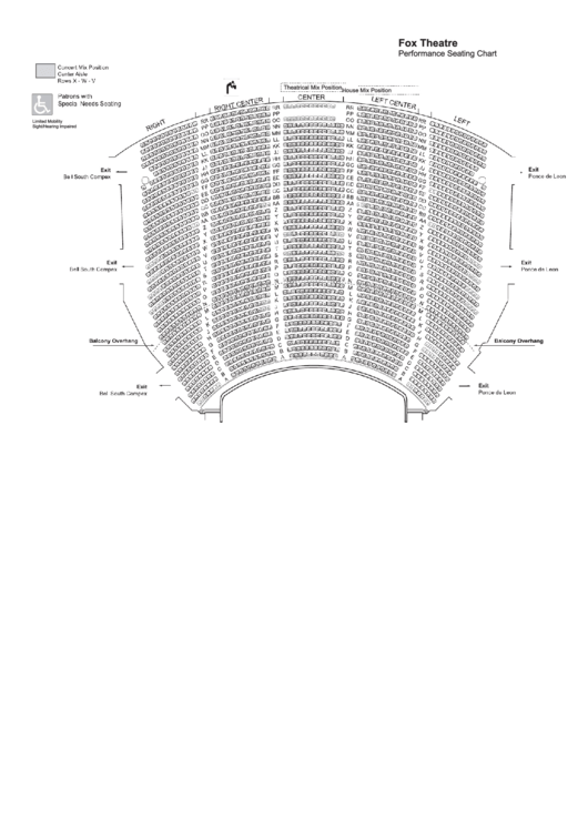 Fox Theatre Performance Seating Chart Printable pdf