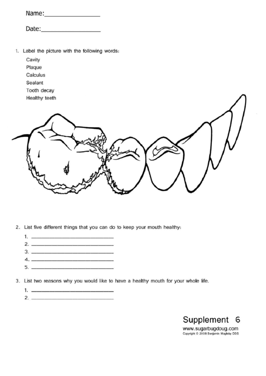 Dental Coloring Sheet Printable pdf