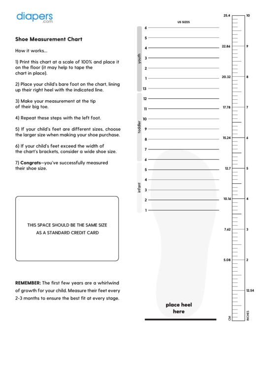 Shoe Measurement Chart printable pdf download