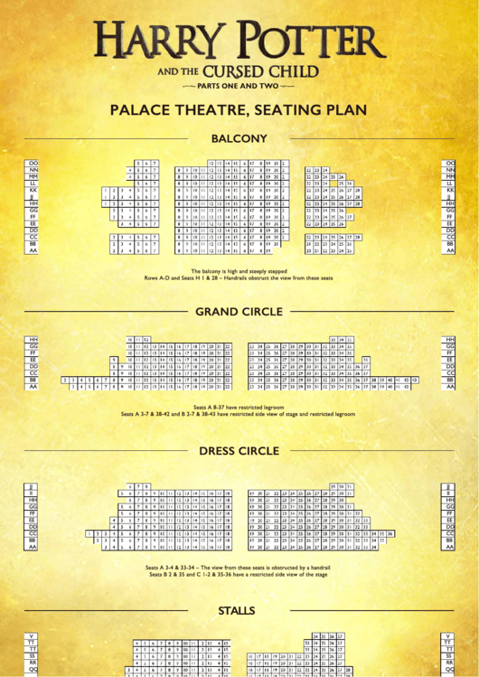 Palace Theatre, Seating Plan Printable pdf