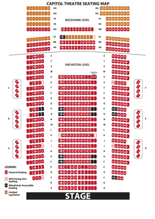 Capitol Theatre Seating Map printable pdf download