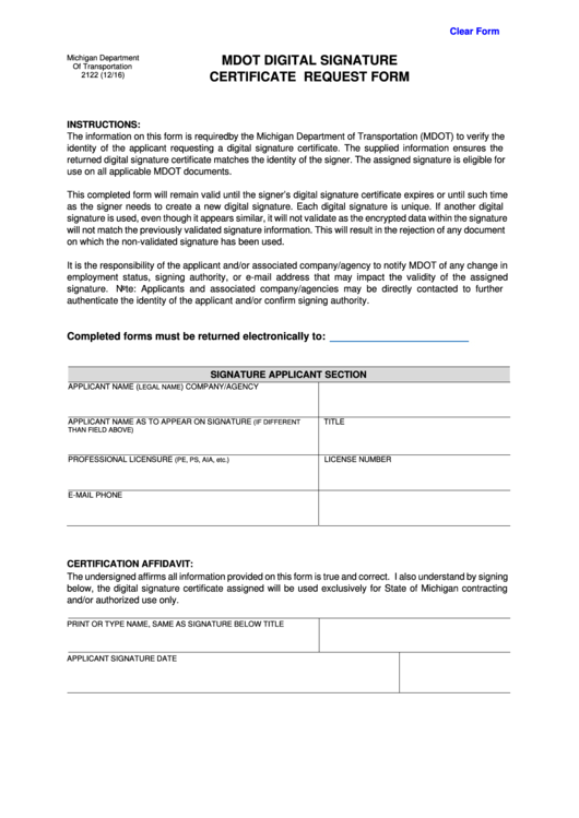 Mdot Digital Signature Certificate Request Form