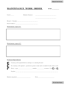 Maintenance Work Order Printable pdf