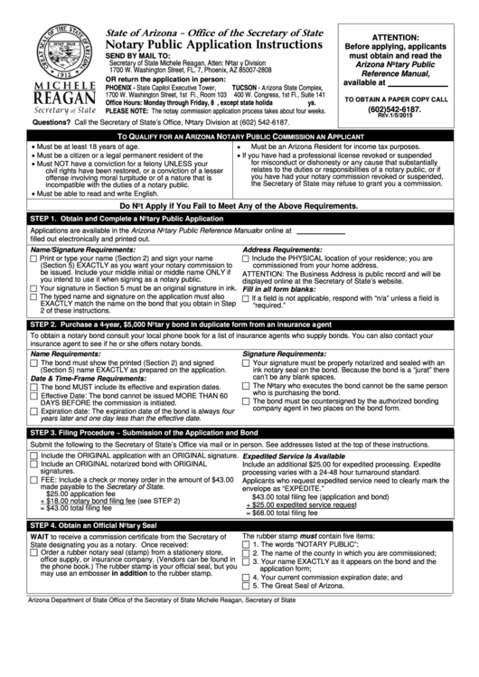 Fillable Arizona Notary Public New/renewal Application Printable pdf