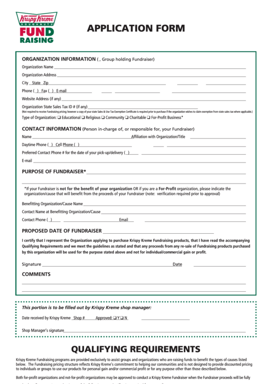 Fillable Fundraising Application Form Printable pdf