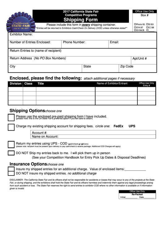 Shipping Form