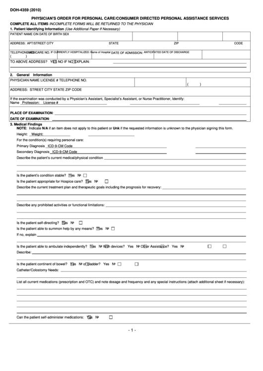 Doh 4359 Fillable Form Printable Forms Free Online