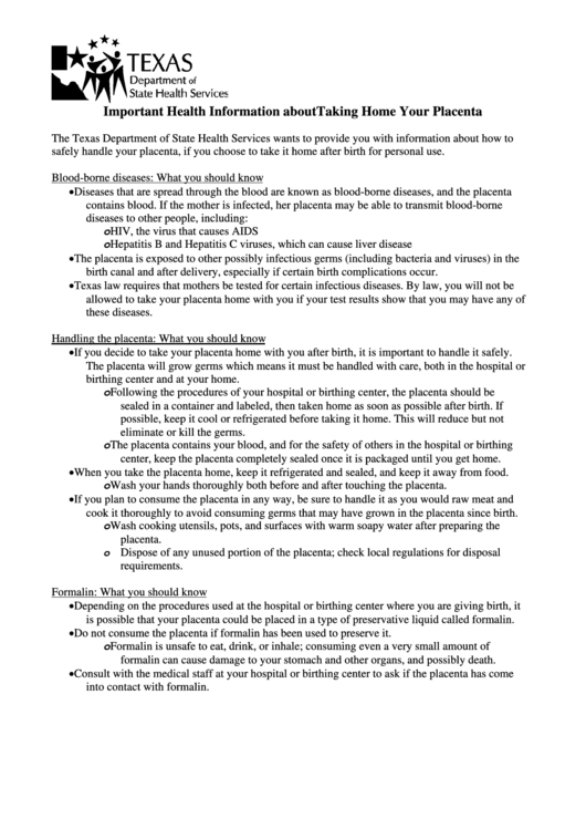 Consent To Release Placenta From A Hospital Or Birthing Center For Personal Use Printable pdf