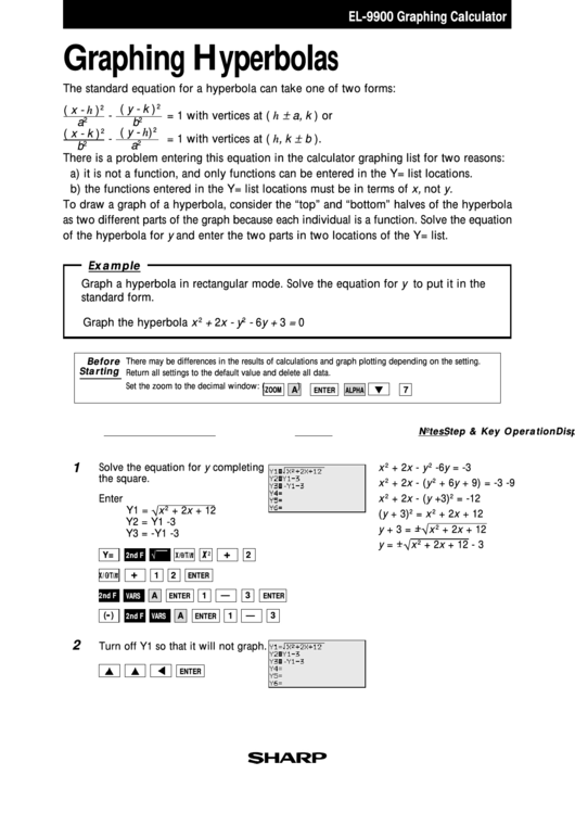 Graphing Hyperbolas Worksheet Printable pdf